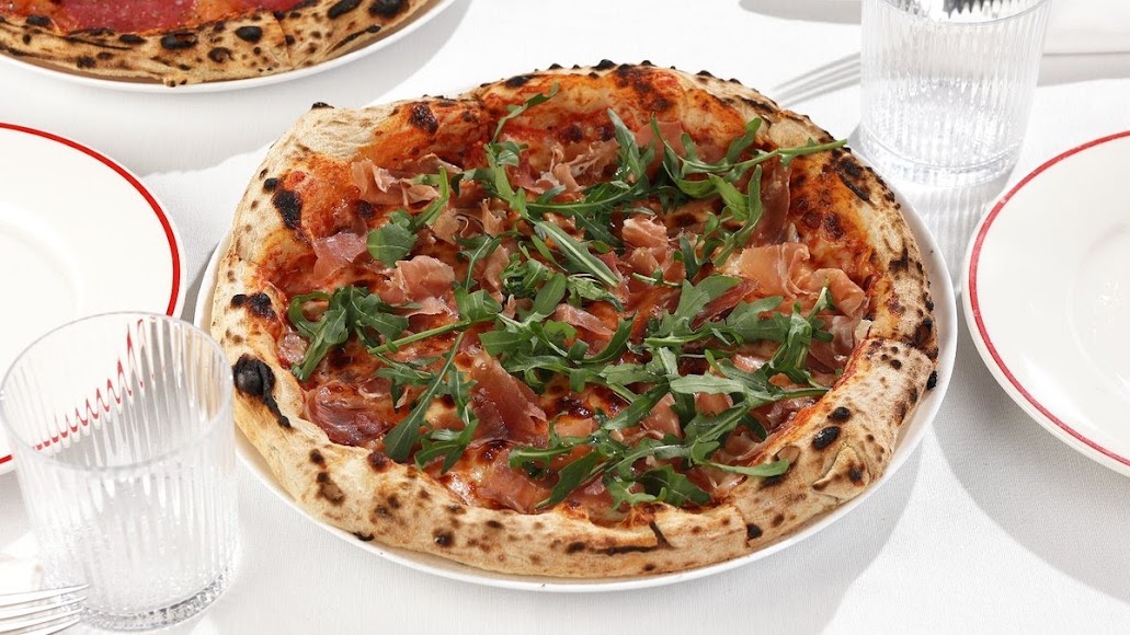 Pizza presented in the Italian restaurant project